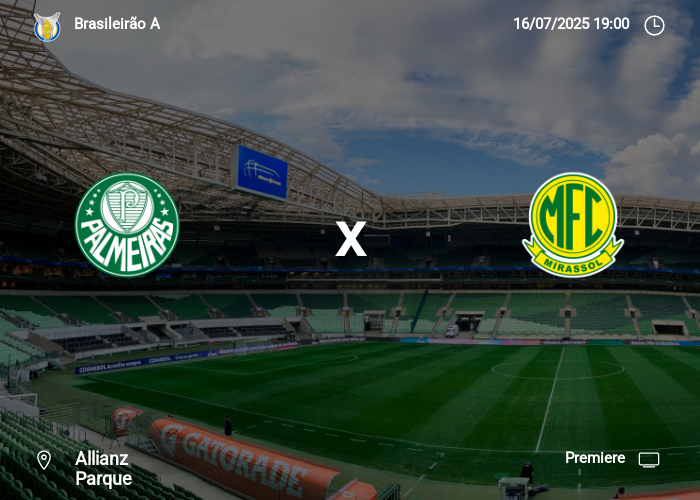 Palmeiras x Mirassol: Informações da partida | 16-07-2025