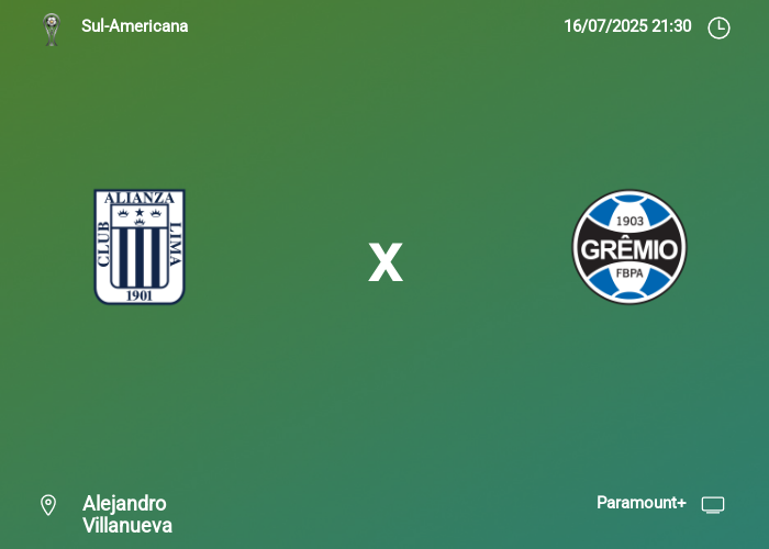 Alianza Lima x Grêmio: Informações da partida | 16-07-2025