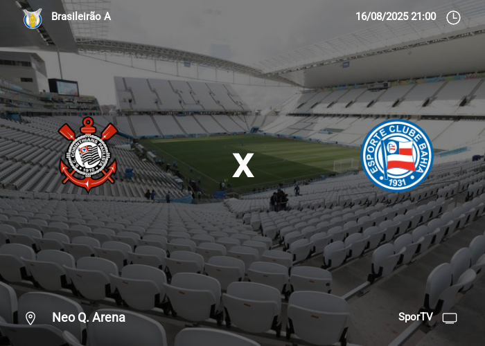 Corinthians x Bahia: Informações da partida | 16-08-2025